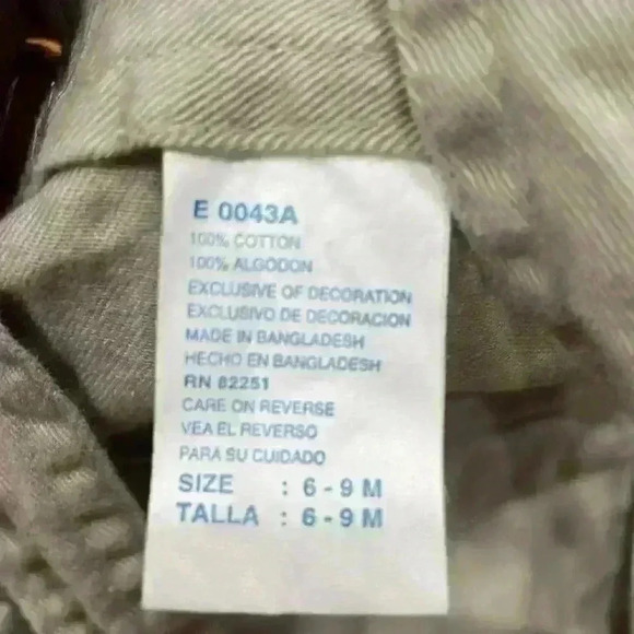 Vintage baby khaki overalls with football patches 7 to 9 months 100% cotton - Picture 6 of 8